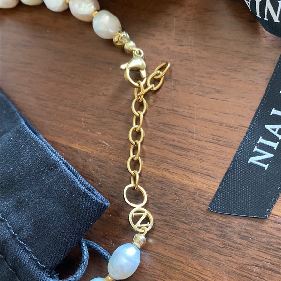 NIALAYA - Women's Pearl Necklace with Gold Accents - Picture 3 of 6